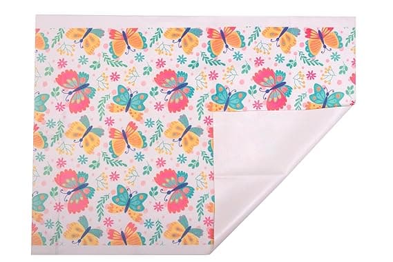 Adore Printed Insta Dry Sheet 50 * 70 cms - InstaDry Water Absorbent Baby Bed Protector Sheet - Washable, Reusable, Extra Absorbent, Soft & Breathable (White)