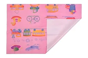 Adore Printed Insta Dry Sheet 50 * 70 cms - InstaDry Water Absorbent Baby Bed Protector Sheet - Washable, Reusable, Extra Absorbent, Soft & Breathable (Pink)