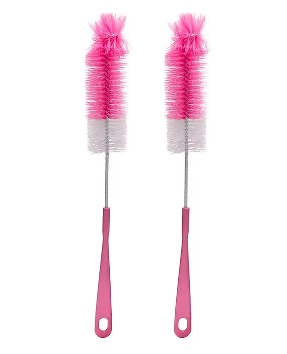 Adore Duece Long Handled Nylon Baby Bottle Cleaning Brush Kit Pack of 2- Pink