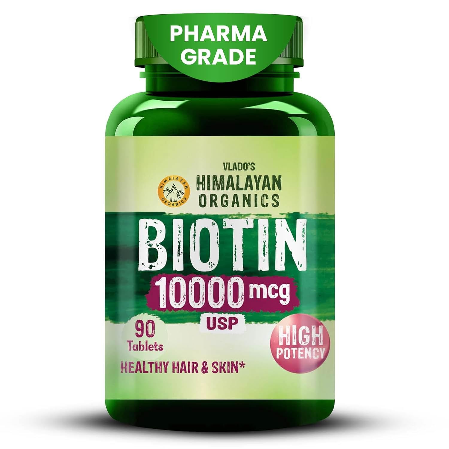 Vlado's Himalayan Organics Biotin10000Mcg For Healthy Hair And Skin - 90 Tablets