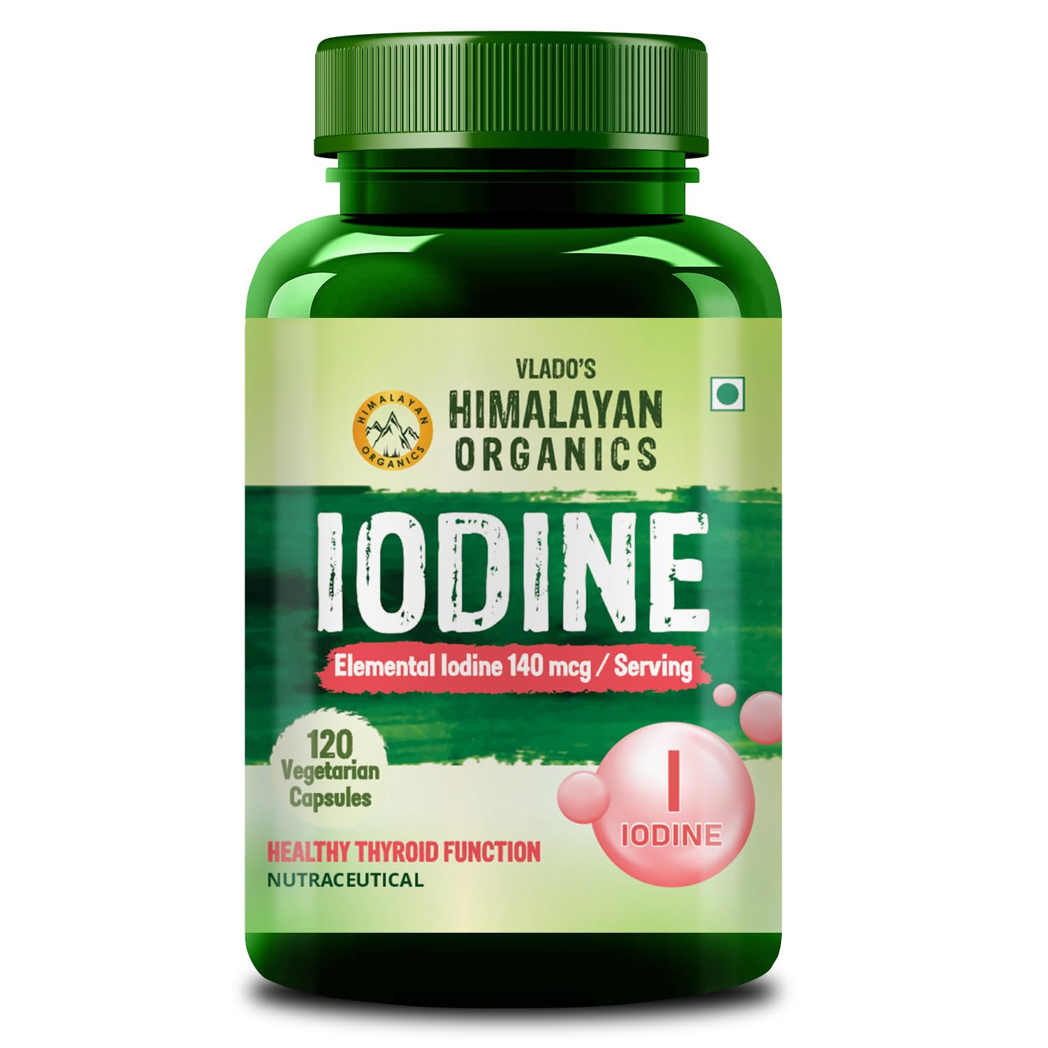 Vlado’s Himalayan Organics Iodine Supplement | Support The Thyroid And Maintain Healthy Metabolism - 120 Veg Capsules