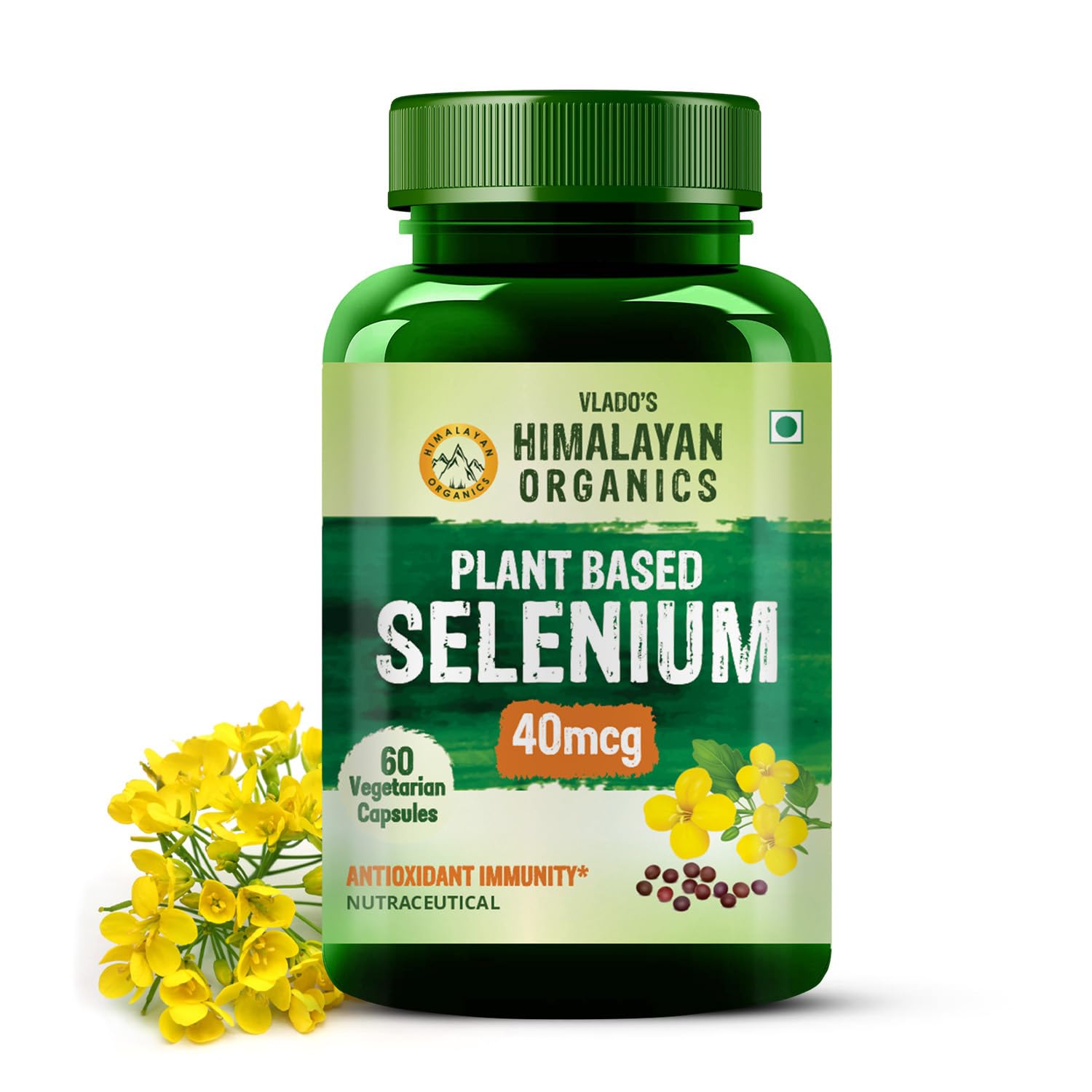 Vlado’s Himalayan Organics Plant Based Selenium 40mcg | Good For immune Support | Promote Heart Health And Cardiovascular System - 60 veg Capsules
