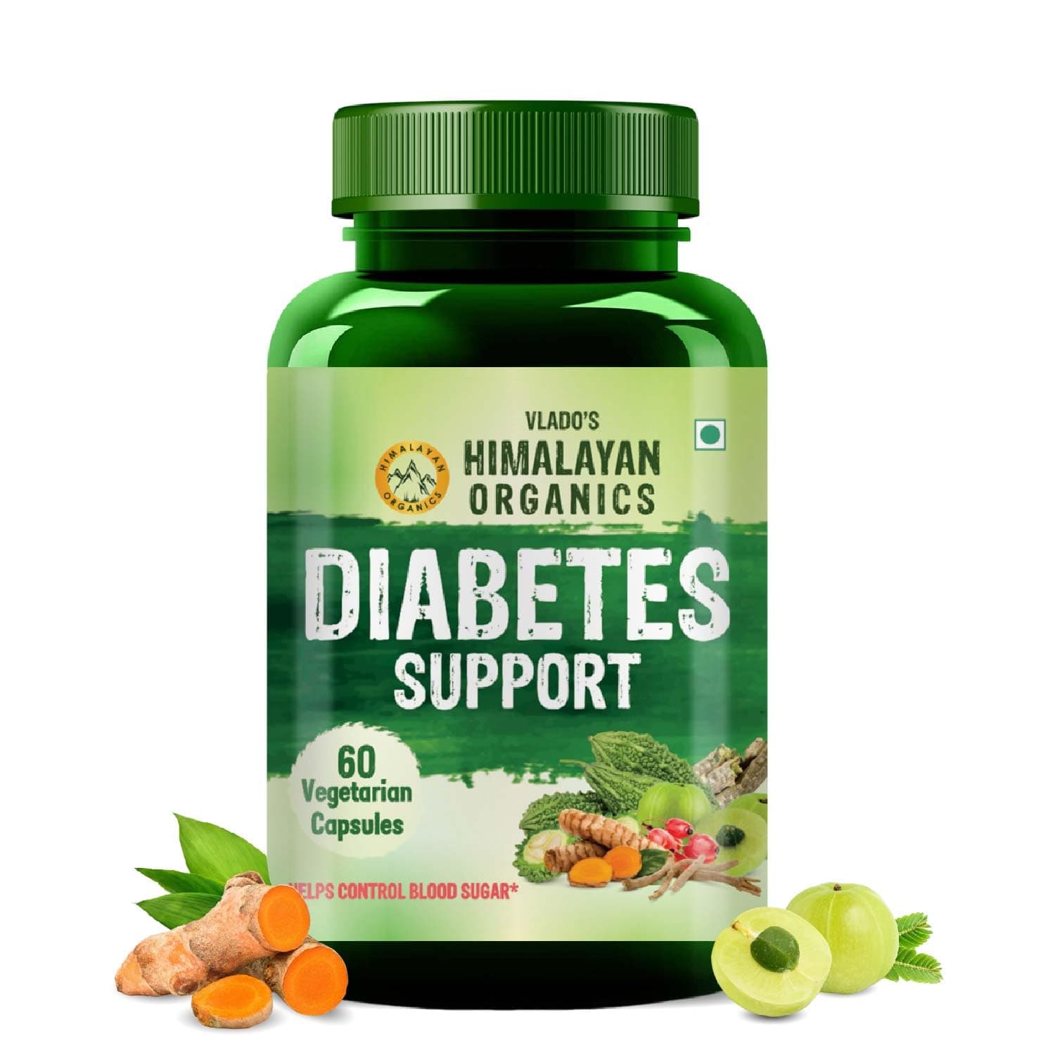 Vlado's Himalayan Organics Diabetes Support Supplement | Helps Control Blood Sugar Levels - 60 Veg Capsules