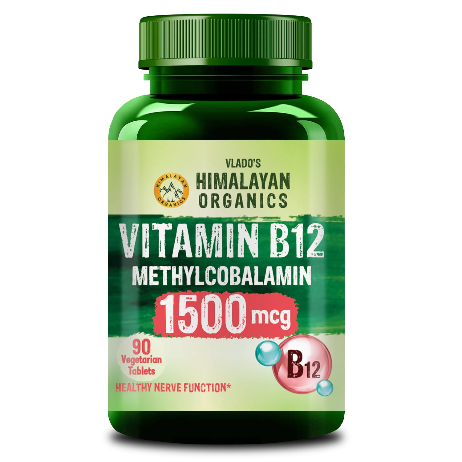 Vlado's Himalayan Organics Methylcobalamin Vitamin B12 1500mcg Supplement - 90 Veg Tablets