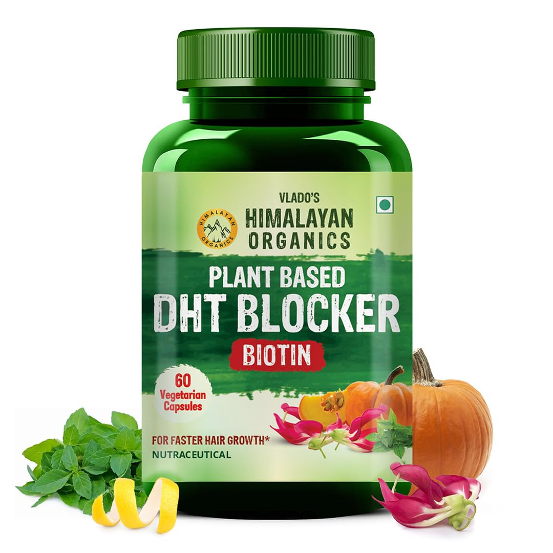 Vlado’s Himalayan Organics Plant-Based DHT Blocker with Biotin I Hair Vitamins I With Goodness of Nettle Leaves | For Men And Women - 60 Veg Capsules