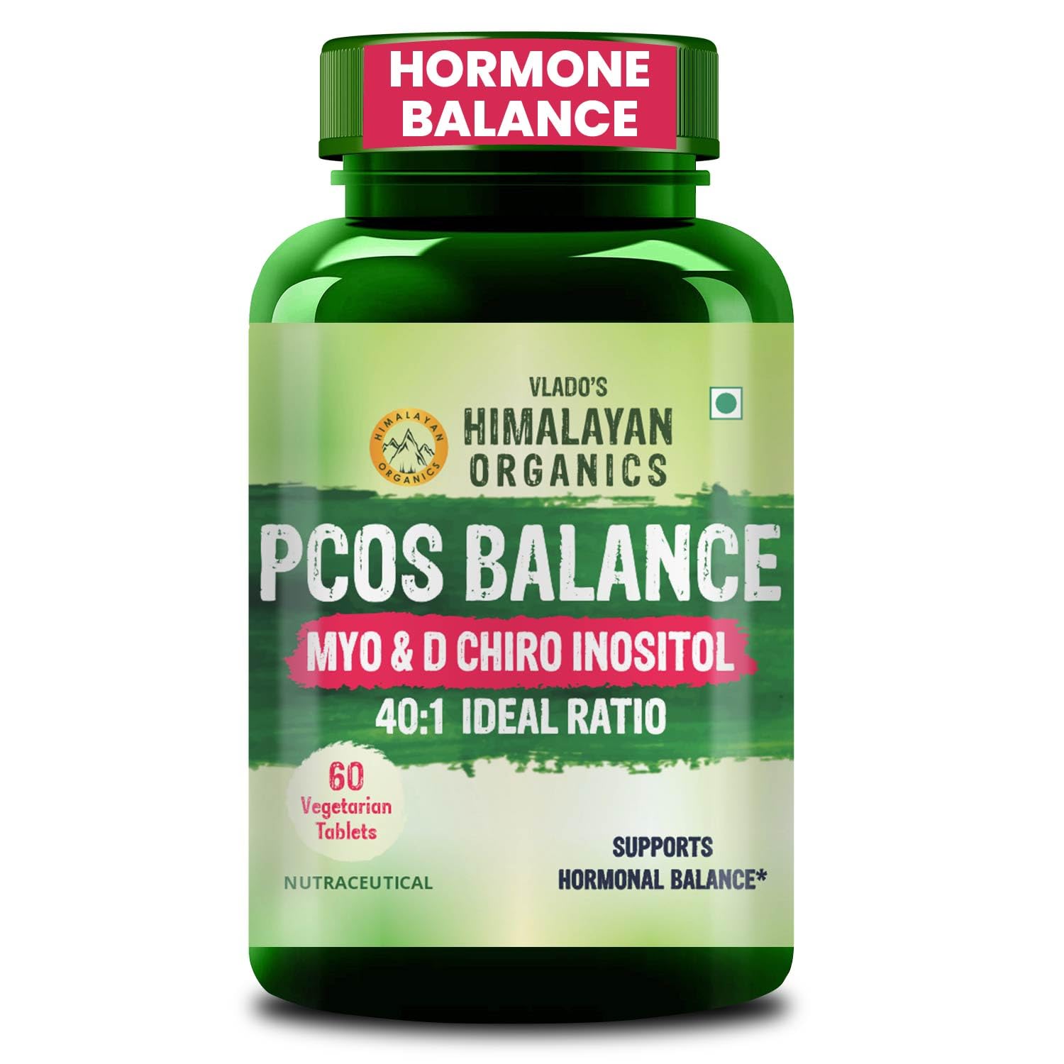 Vlado’s Himalayan Organics PCOS Supplement For Women 40:1 Ratio 2000mg to 50mg D-Chiro-Inositol | Balance Hormonal Levels - 60 Veg Tablets