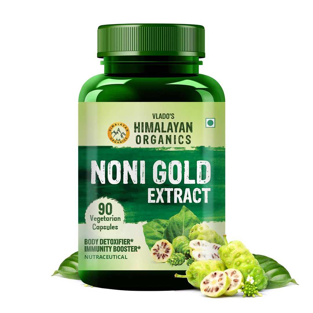 Vlado’s Himalayan Organics Noni Gold Extract 500mg Supplement | Good For Body Detoxifier, Immunity Booster, Joint Pain Relief, Restful Sleep | 90 Veg Capsules
