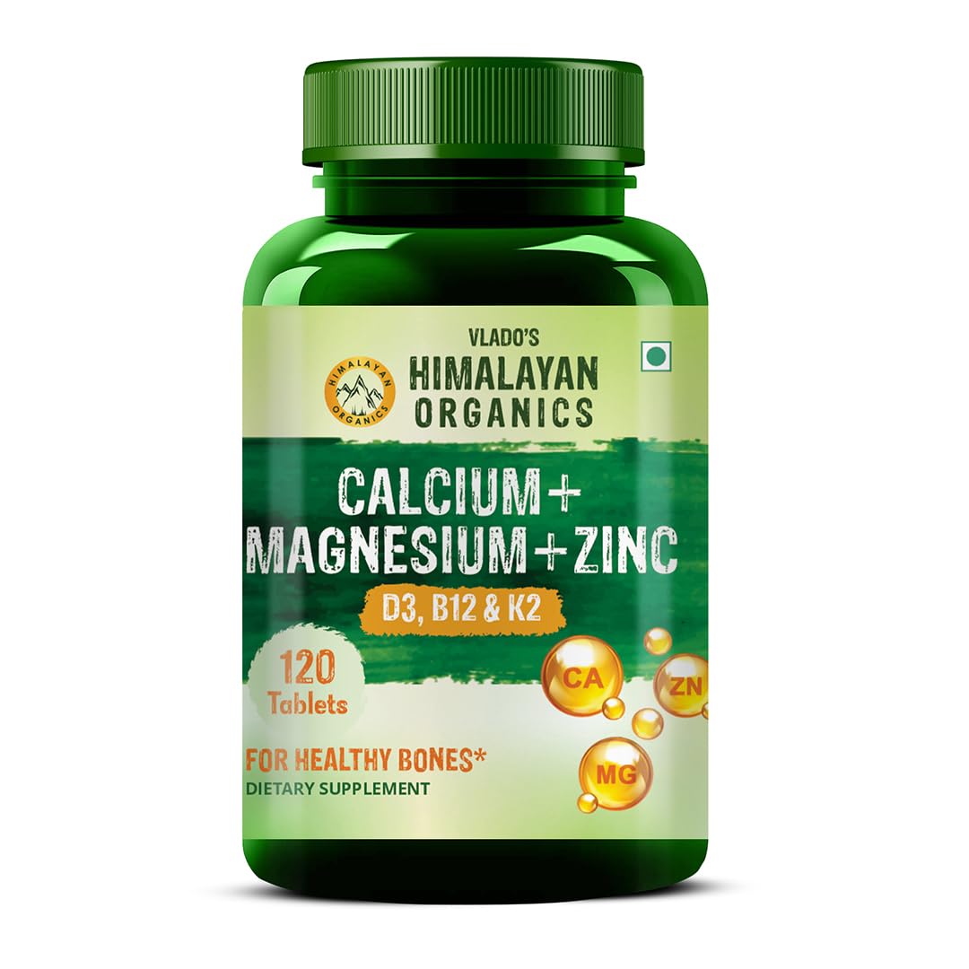Vlado's Himalayan Organics Calcium Magnesium Zinc Vitamin D3 & B12-120 Vegetarian Tablets