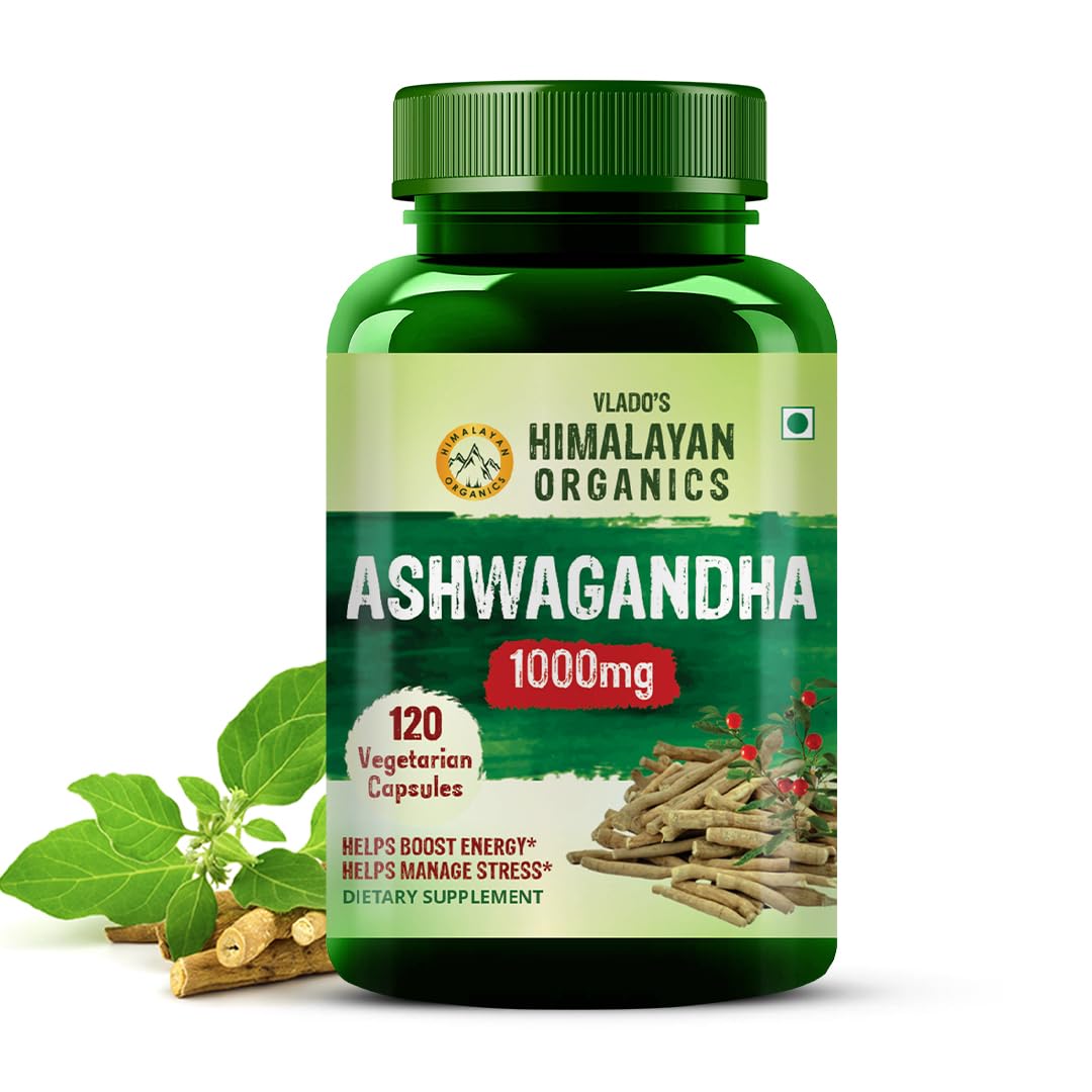 Vlado's Himalayan Organics Plant Based Ashwagandha || 1000mg Serve || Energy & Endurance || 120 Veg Capsules