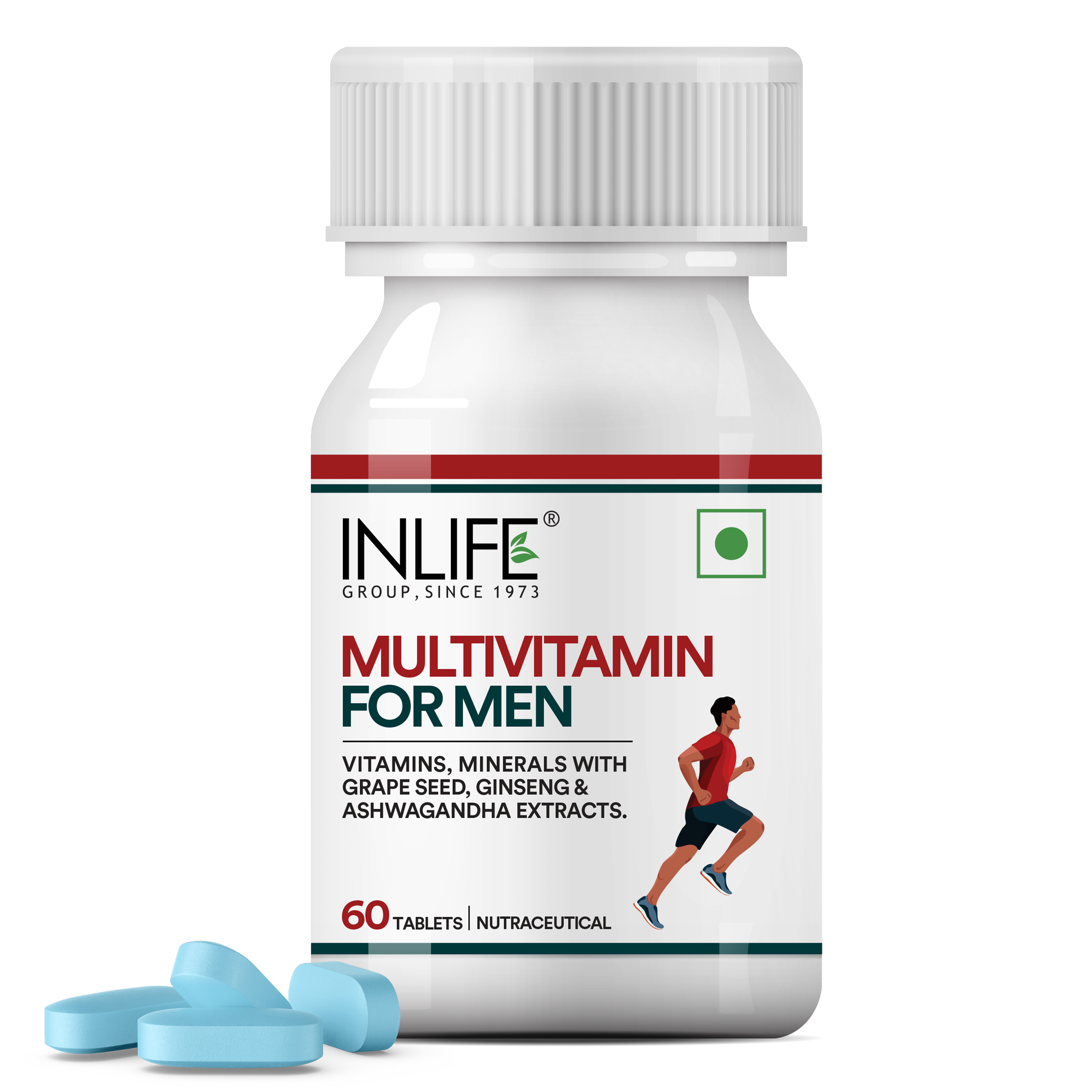 INLIFE Multivitamin Tablets for Men | 60 Tablets | Enriched with Zinc, Vitamin C, Vitamin D3, and Essential Multiminerals | Supports Energy, Stamina, and Immunity | Supports Overall Health & Wellness