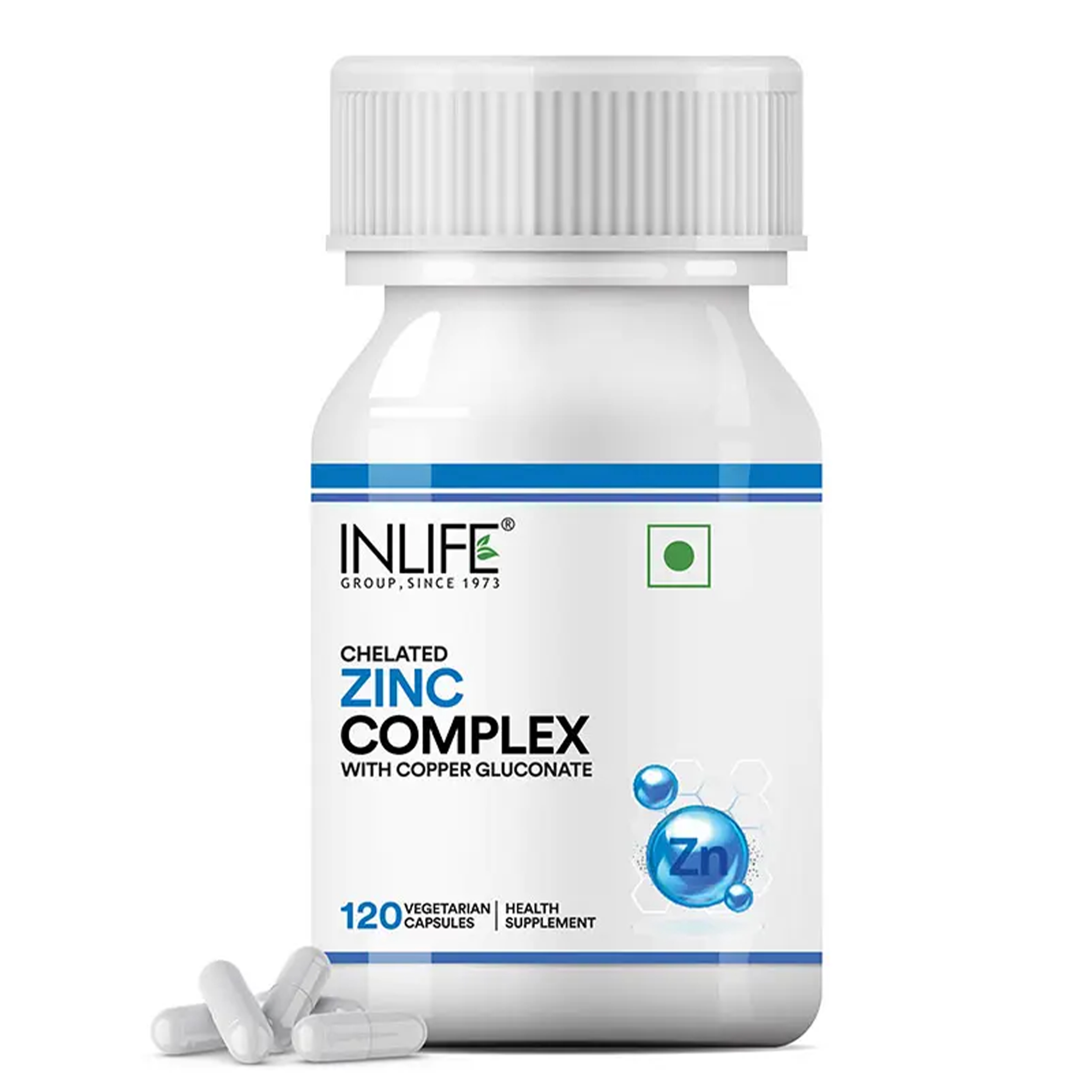 INLIFE Zinc Supplements with Zinc Picolinate & Gluconate Complex, Copper Gluconate | Immune Support, Boosts Overall Wellness, Promotes Skin Health, Aids Digestion for Men & Women (Pack of 1, 120)