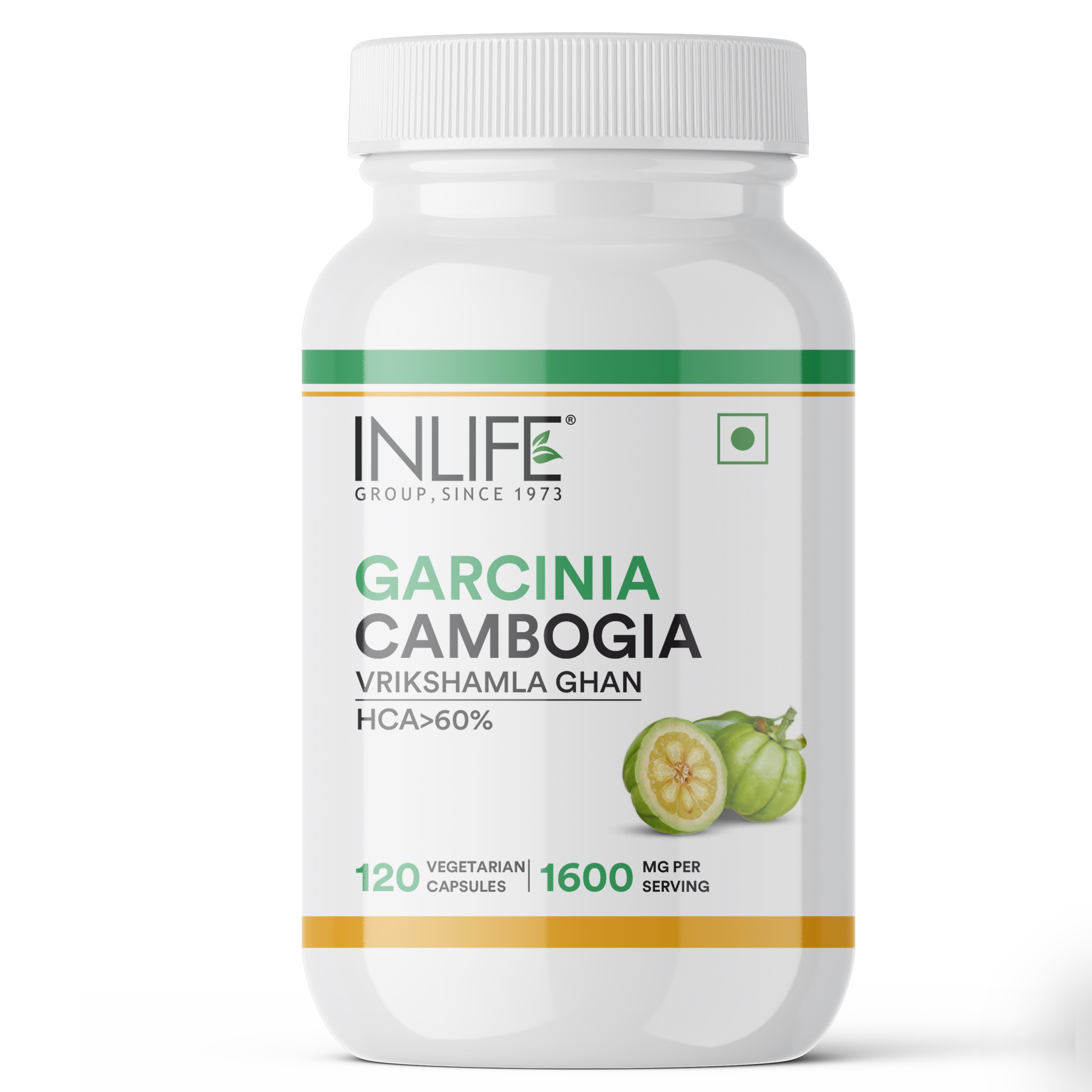 INLIFE Garcinia Cambogia Capsules | Fruit Extract with 60% HCA | Ayurveidc Herbal Supplement for Men Women - 1600mg - 60 Vegetarian Capsules