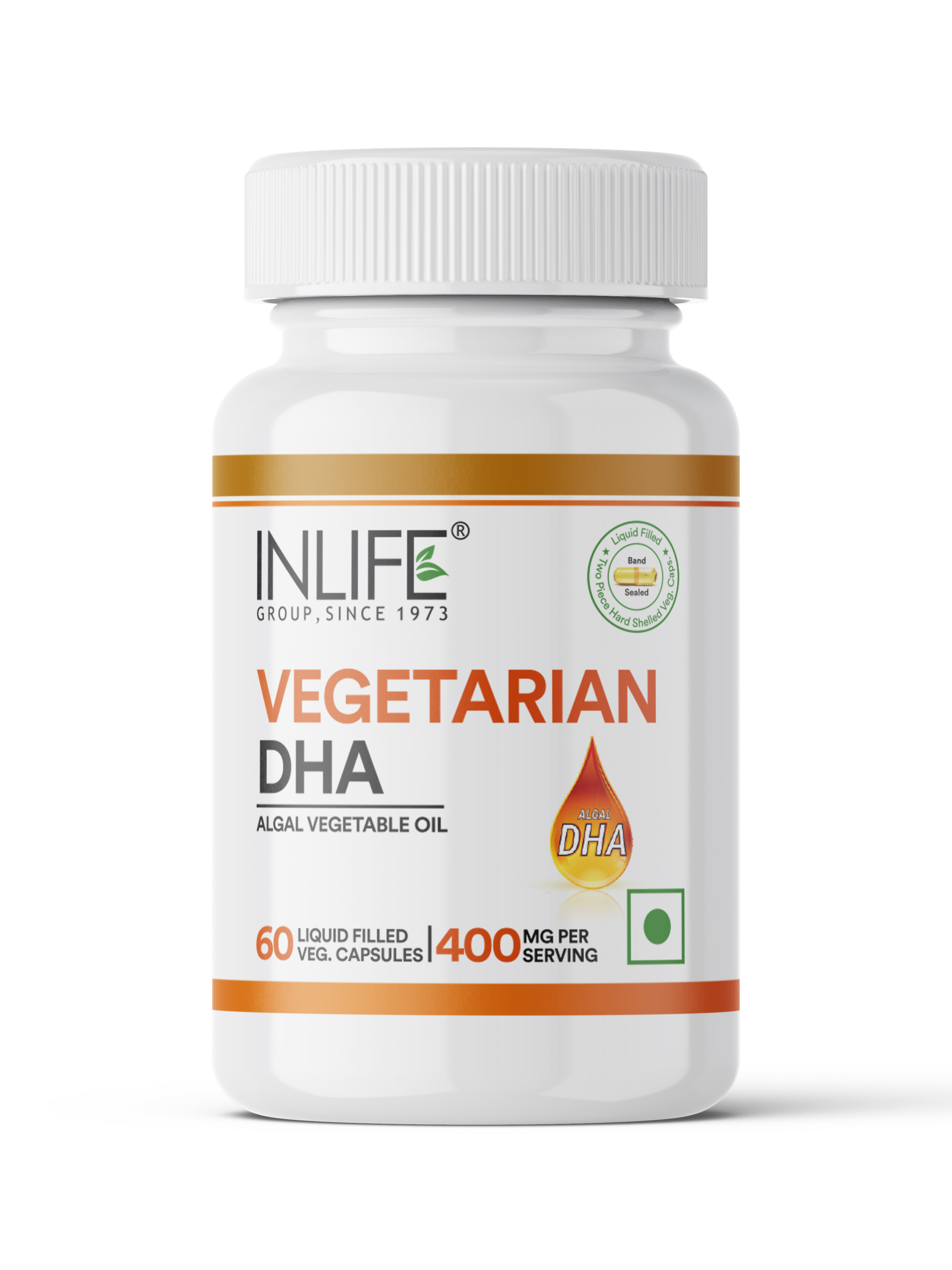INLIFE Plant Based Omega 3 Supplement | DHA 400mg from Algal Oil | Skin, Eye, Bone, Joint Health - 60 Vegetarian Capsules