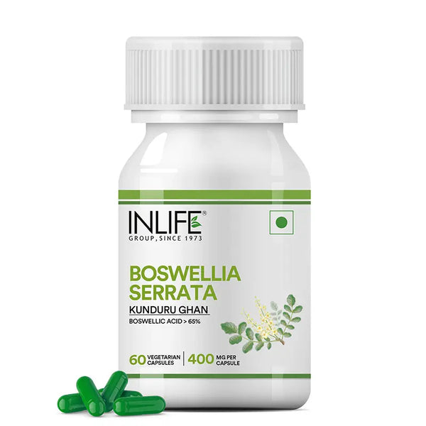 INLIFE Boswellia Serrata Extract (Boswellic Acids > 65%) Joint Supplement, 400 mg - 60 Vegetarian Capsules (Pack of 1, 60)