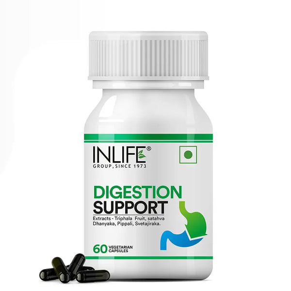 INLIFE Digestion Support Supplement | Triphala, Satahva, Dhanyaka, Pippali, Svetajiraka for Healthy Digestive Support | For Men and Women - 60 Vegetarian Capsules